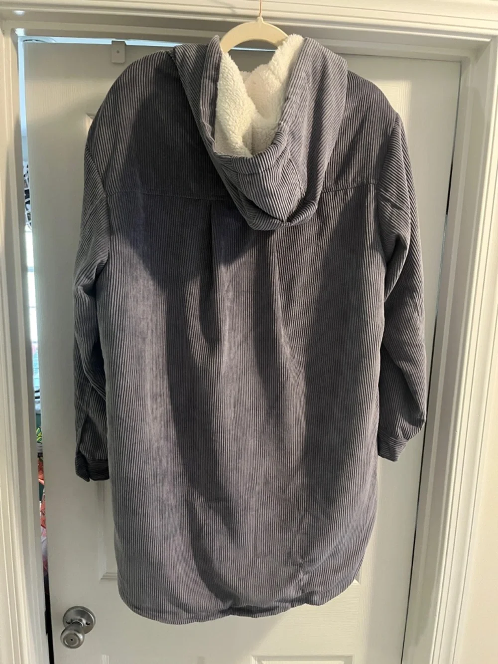 Ashley By 26 International Corduroy Hooded Jacket in Slate Gray - Picture 2 of 3